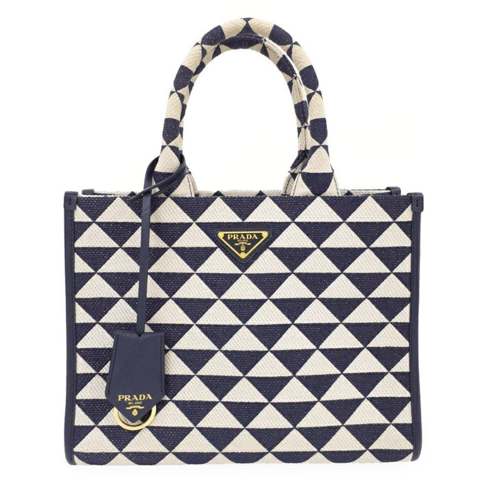 Prada Symbole embroidered tote bag white geometric Black